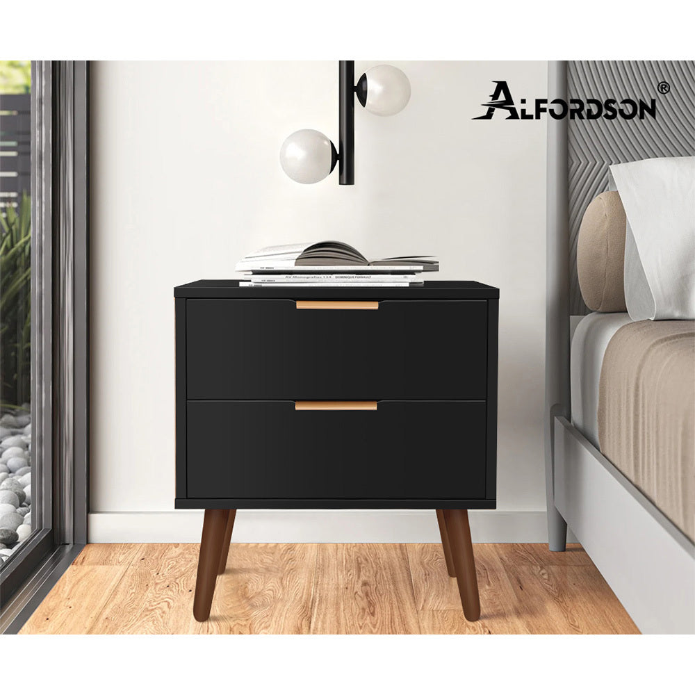 ALFORDSON Bedside Table Nightstand Side Storage Cabinet Black Scandinavian