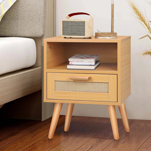 ALFORDSON Bedside Table Nightstand Side Storage Cabinet Scandinavian Rattan