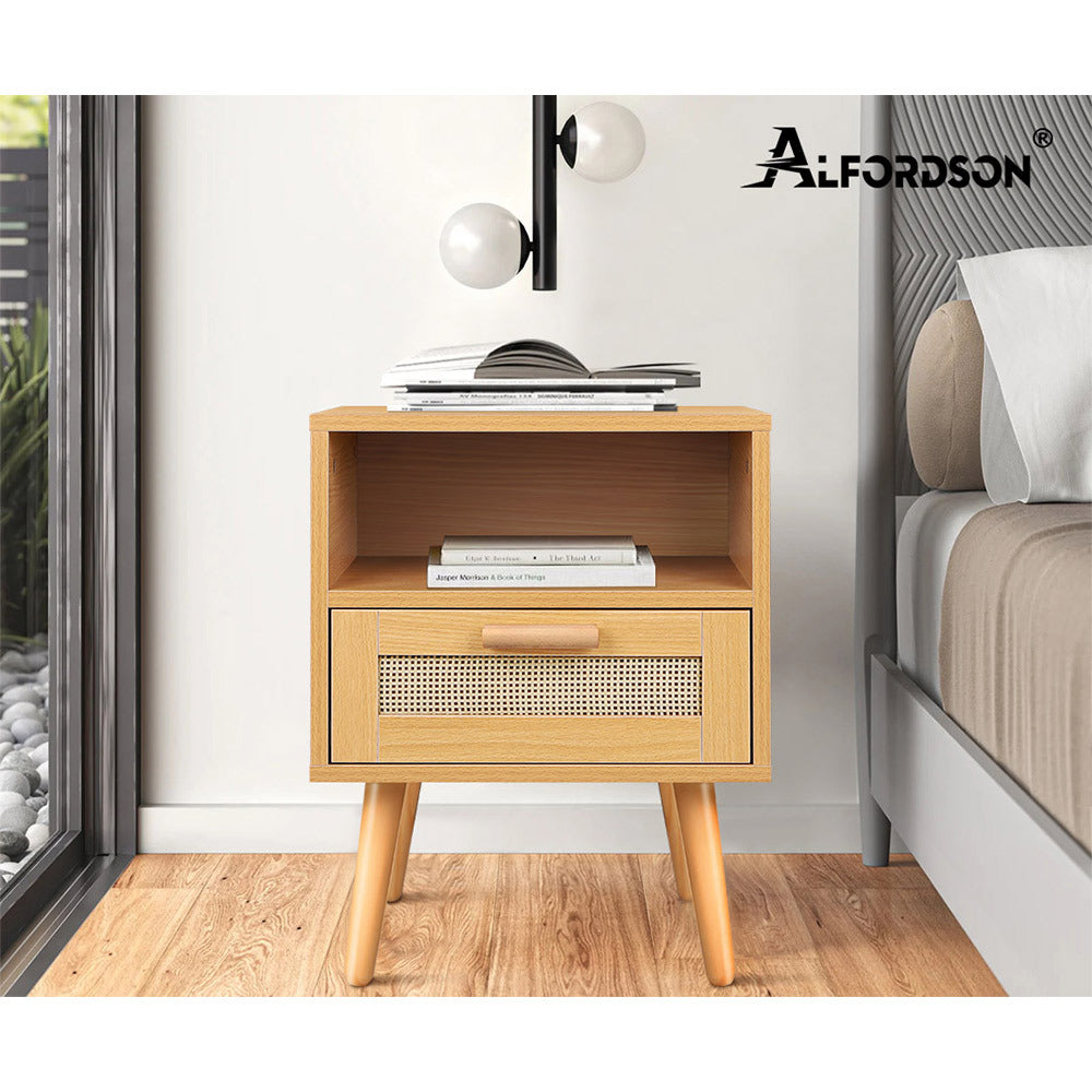 ALFORDSON Bedside Table Nightstand Side Storage Cabinet Scandinavian Rattan