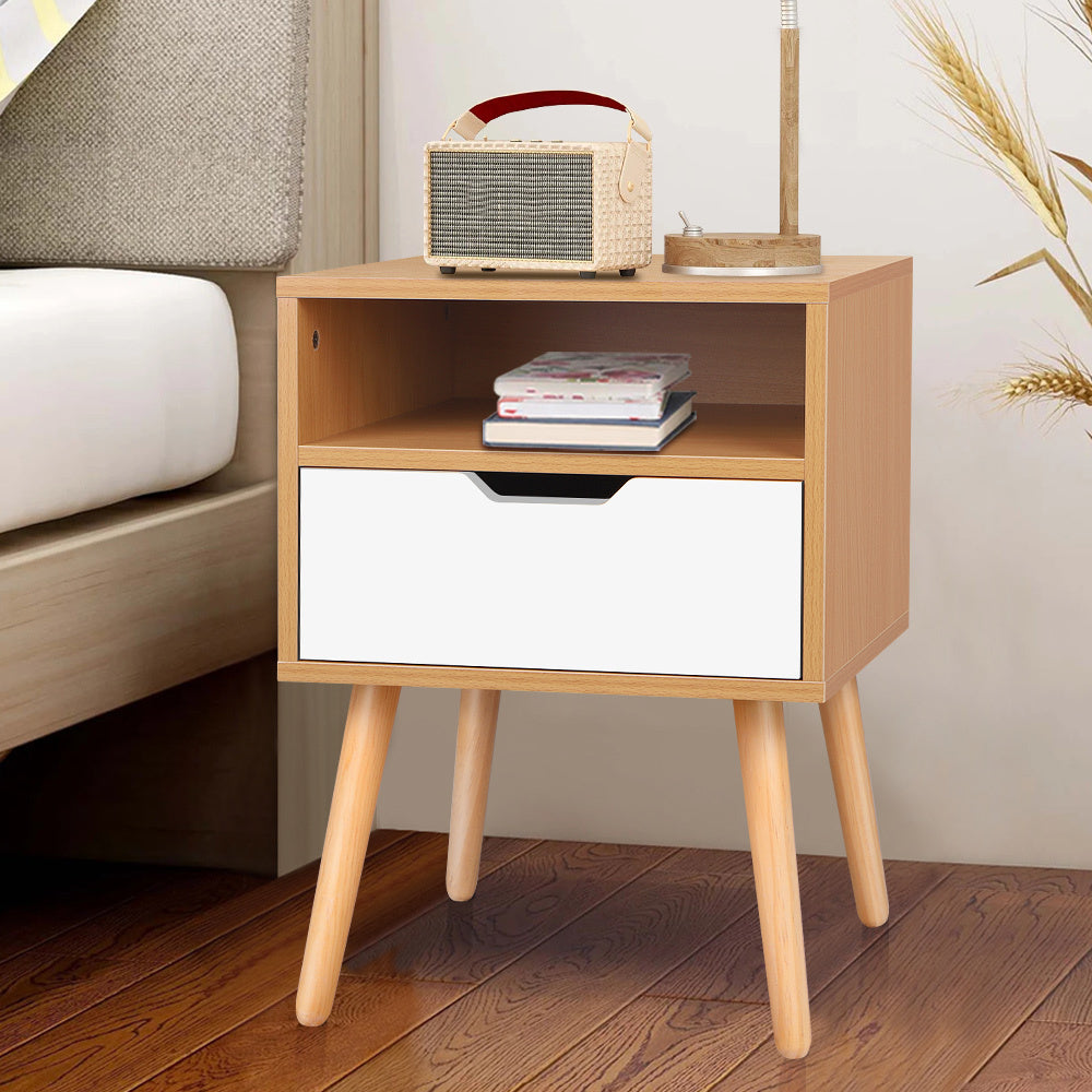 ALFORDSON Bedside Table Nightstand Side Storage Cabinet Scandinavian White