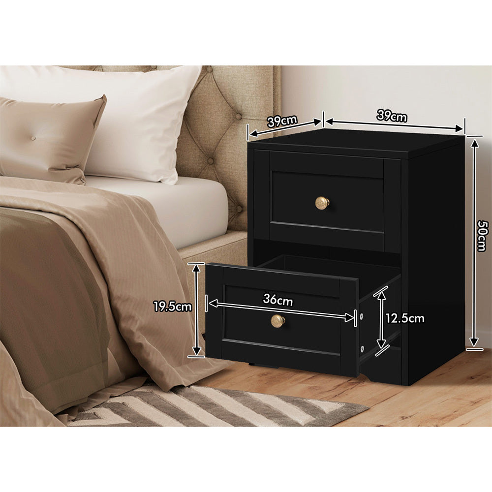 ALFORDSON Bedside Table Hamptons Nightstand Storage Side End Cabinet Black