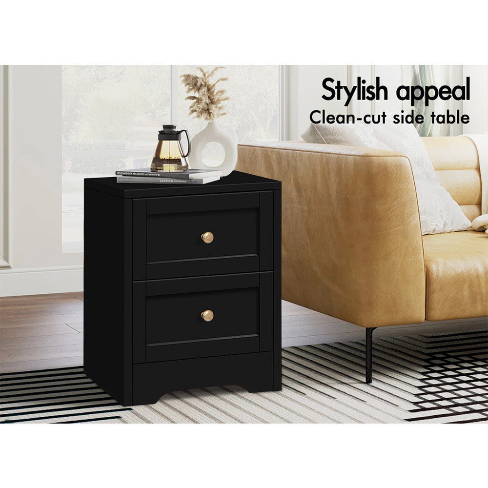 ALFORDSON Bedside Table Hamptons Nightstand Storage Side End Cabinet Black