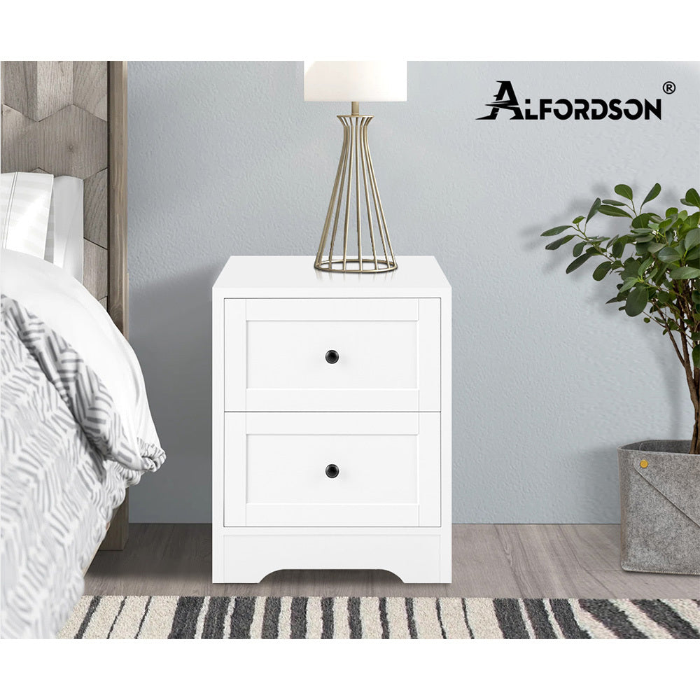 ALFORDSON Bedside Table Hamptons Nightstand Storage Side End Cabinet White