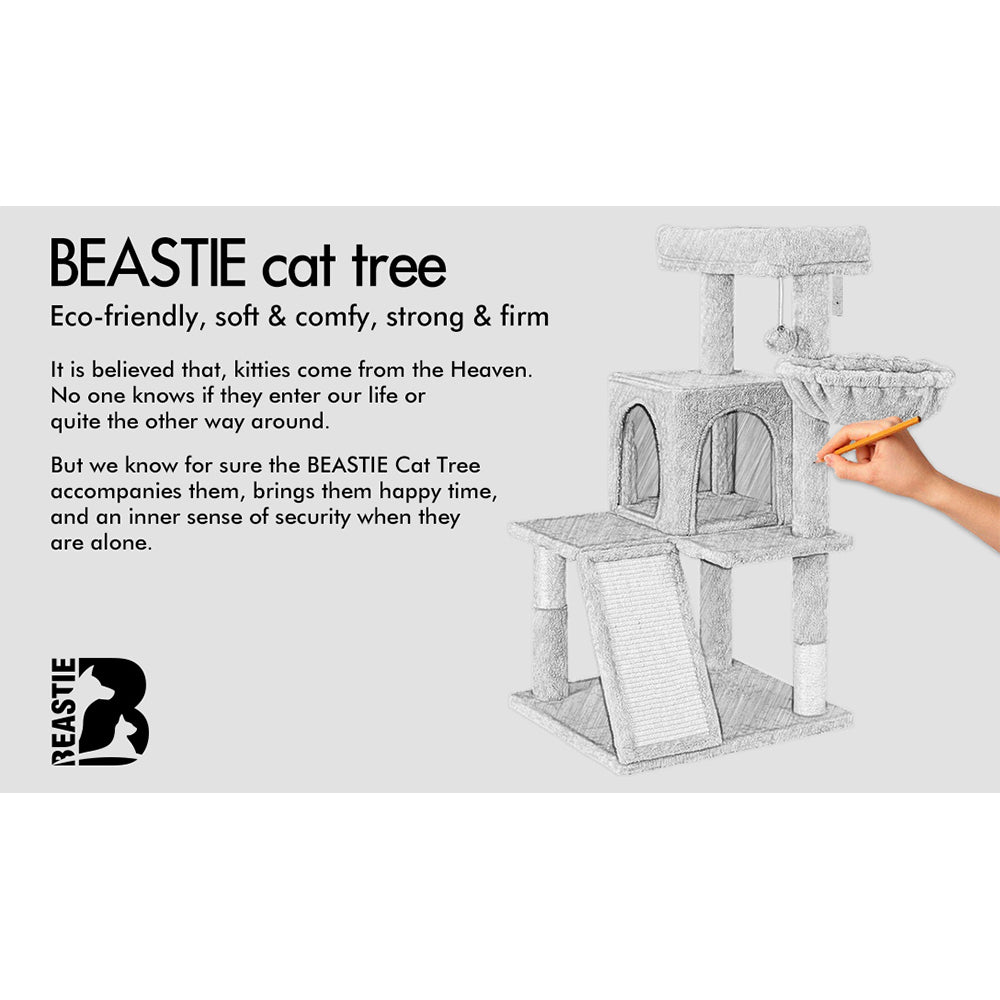 BEASTIE Cat Tree Scratching Post Scratcher Tower Condo House Furniture Wood 100CM