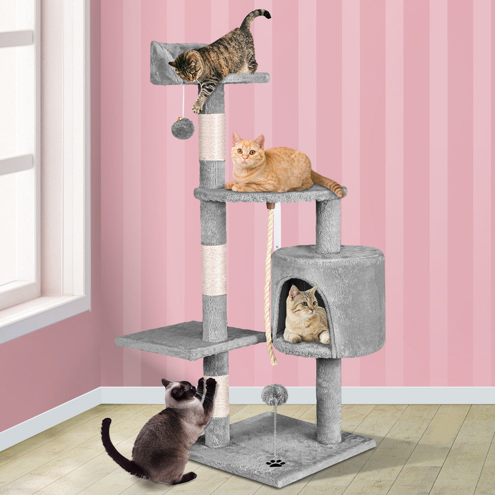 BEASTIE Cat Tree Scratching Post Scratcher Tower Condo House Furniture 112CM Grey