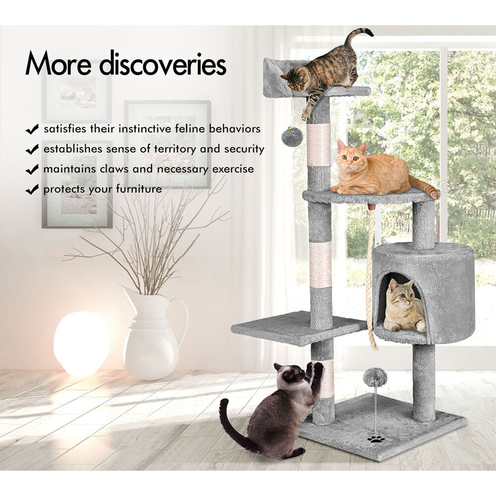 BEASTIE Cat Tree Scratching Post Scratcher Tower Condo House Furniture 112CM Grey