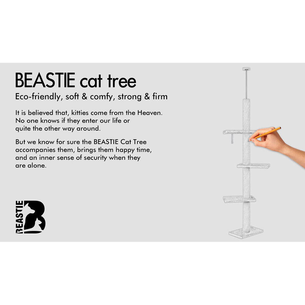 BEASTIE Cat Tree Scratching Post Scratcher Tower Condo House Grey 230-286cm