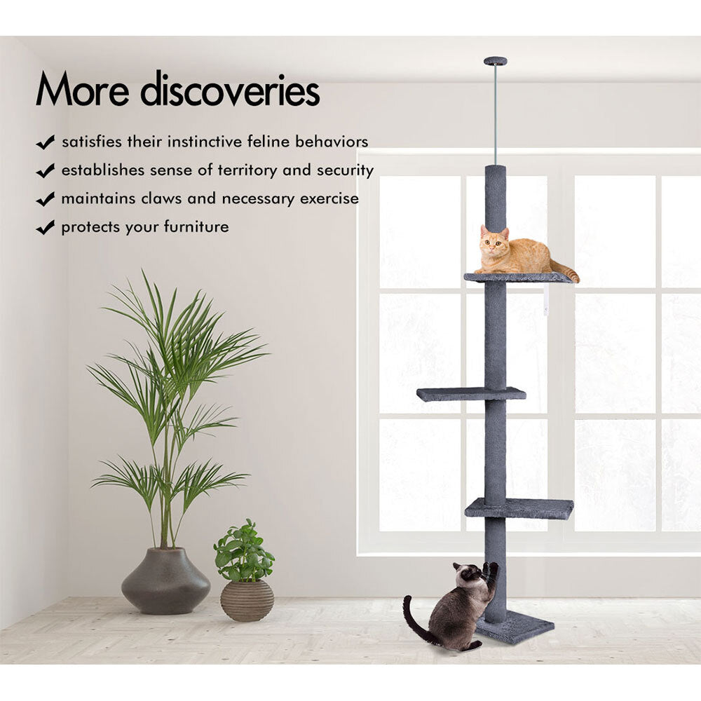 BEASTIE Cat Tree Scratching Post Scratcher Tower Condo House Grey 230-286cm