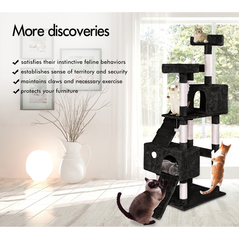 BEASTIE Cat Tree Scratcher Tower Scratching Post Condo House Furniture Wood 180CM