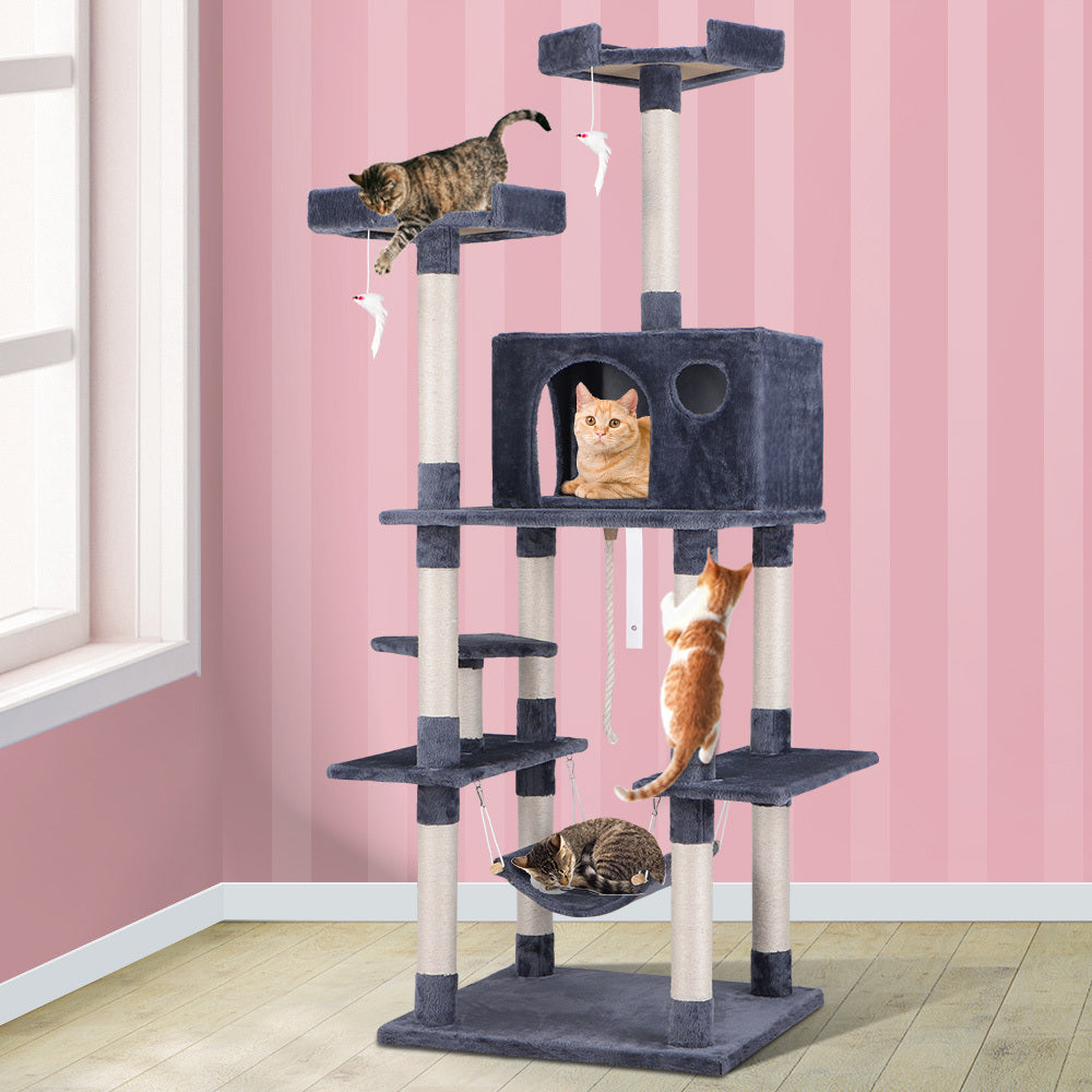 BEASTIE Cat Tree Scratching Post Scratcher Tower Condo House Furniture Wood 184CM