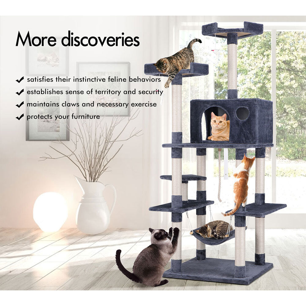 BEASTIE Cat Tree Scratching Post Scratcher Tower Condo House Furniture Wood 184CM