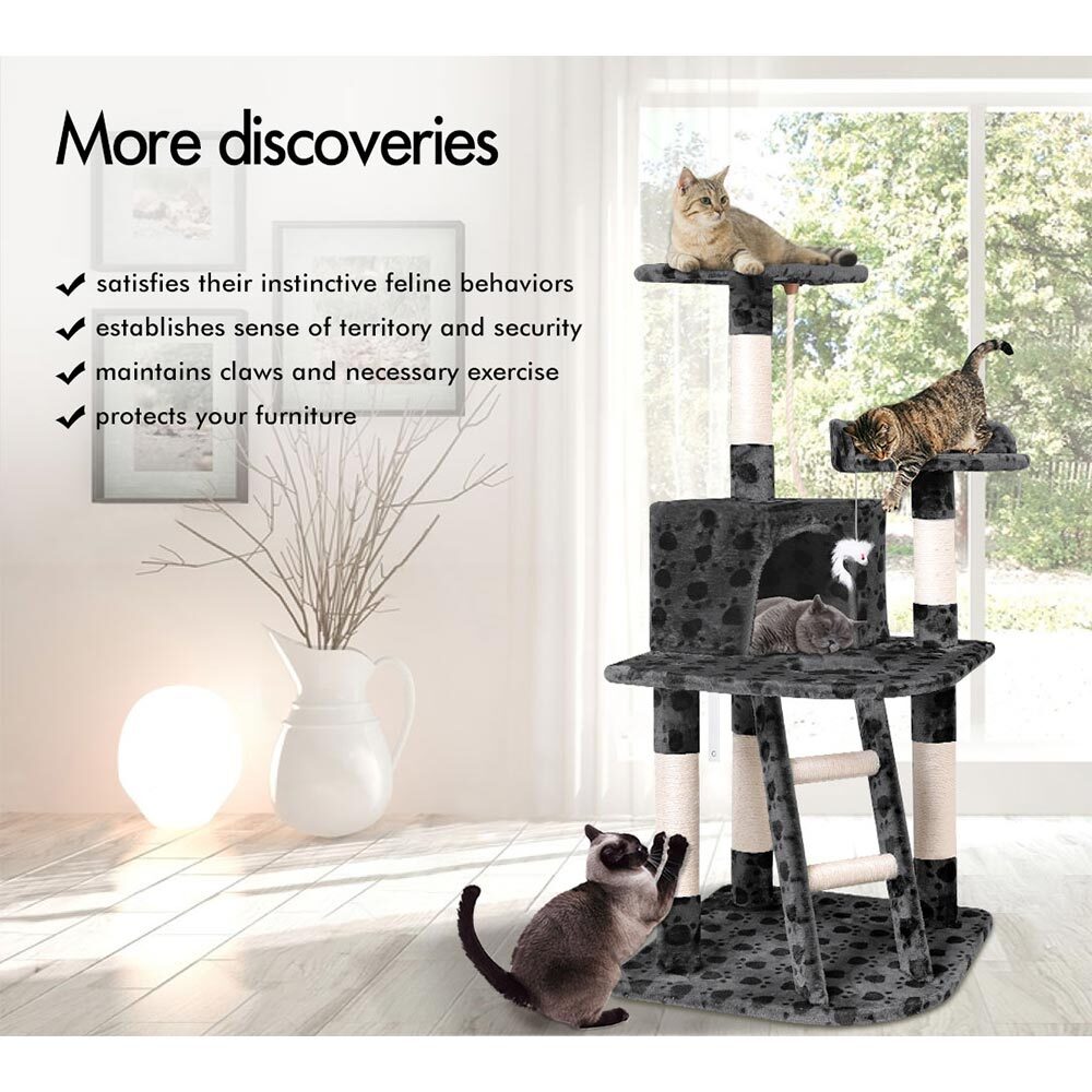 BEASTIE Cat Tree Scratching Post 3-Platform Grey 120cm