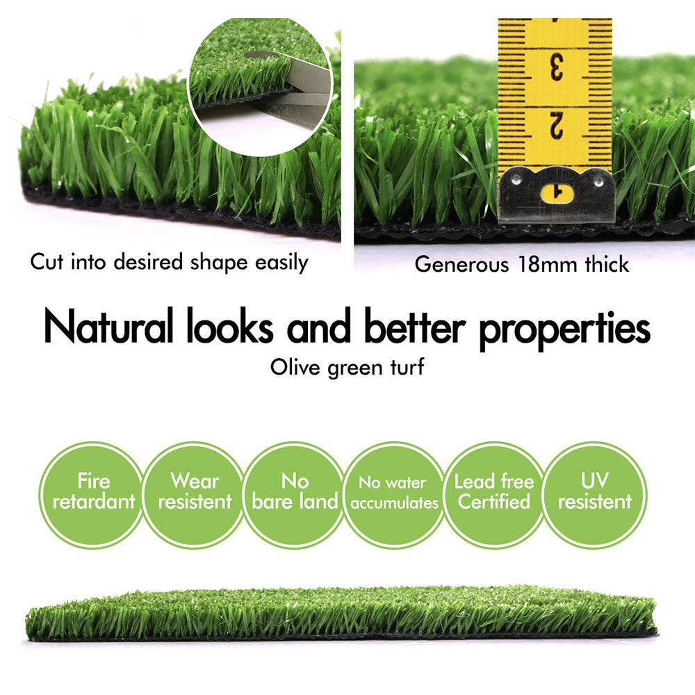 OTANIC Artificial Grass 20 SQM Roll Synthetic Turf Fake Yarn Lawn 18mm 2x10m