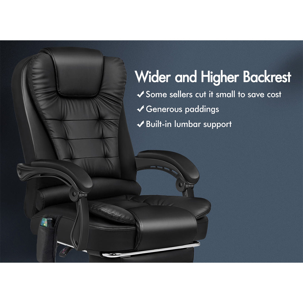 ALFORDSON Massage Office Chair Heated Executive Computer Seat Gaming Racer Black