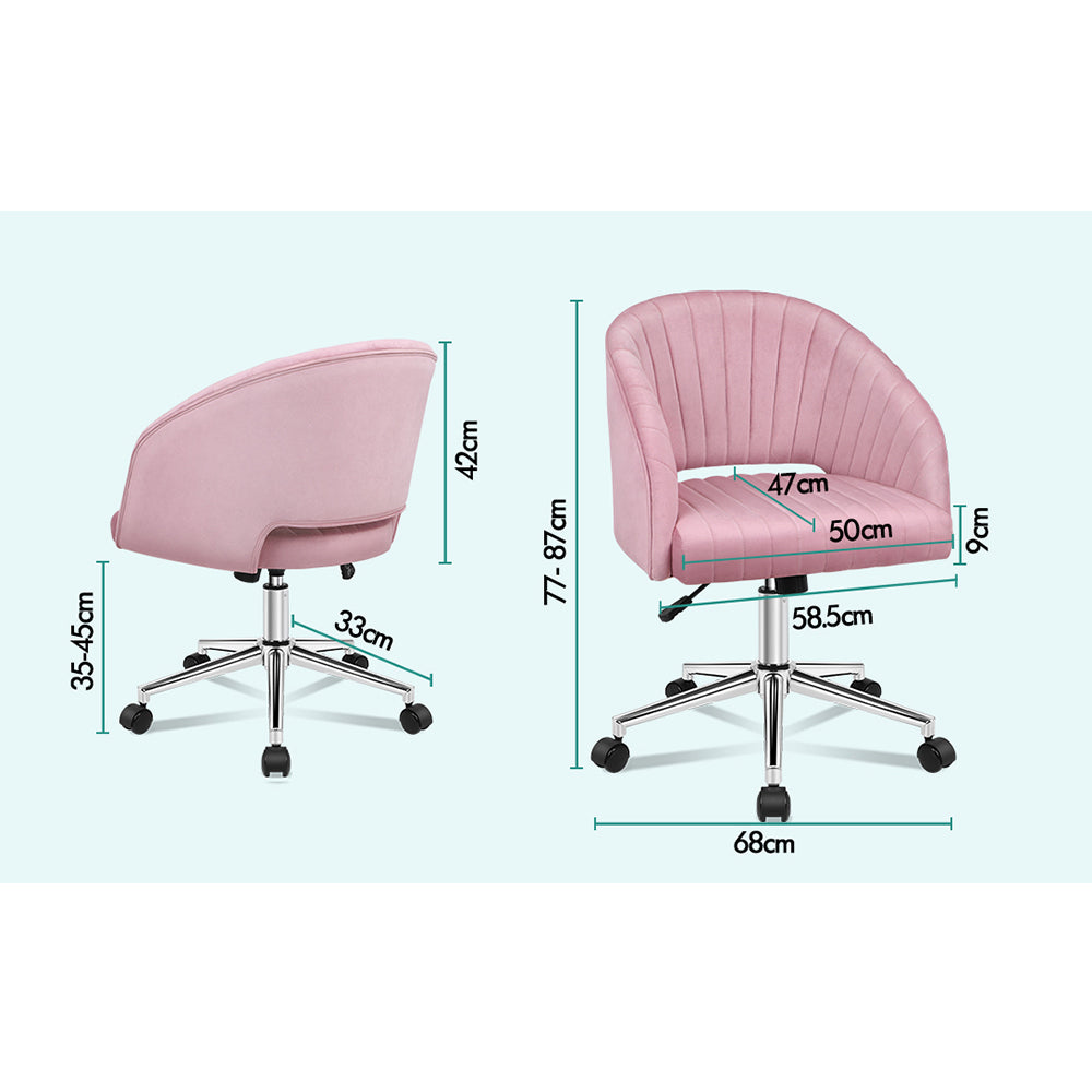 ALFORDSON Velvet Office Chair Swivel Armchair Computer Seat Adult Kids Pink