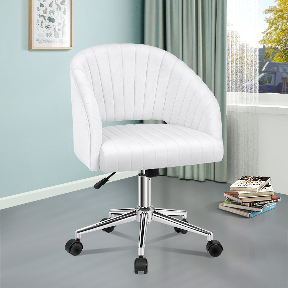 ALFORDSON Velvet Office Chair Swivel Armchair Work Study Seat Adult Kids White