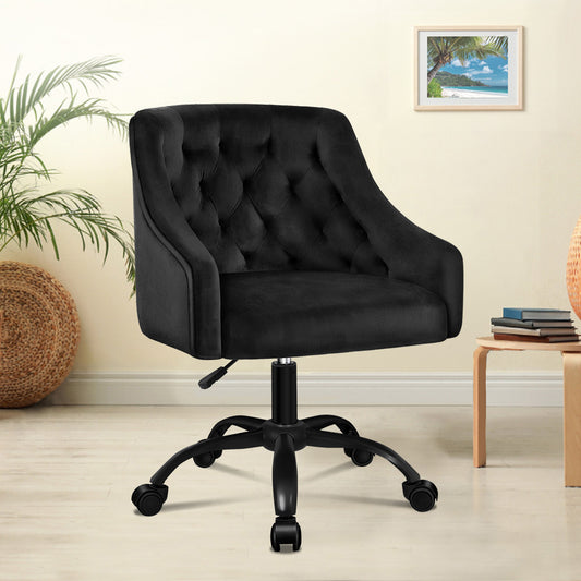 ALFORDSON Velvet Office Chair Computer Swivel Armchair Work Adult Kids Black