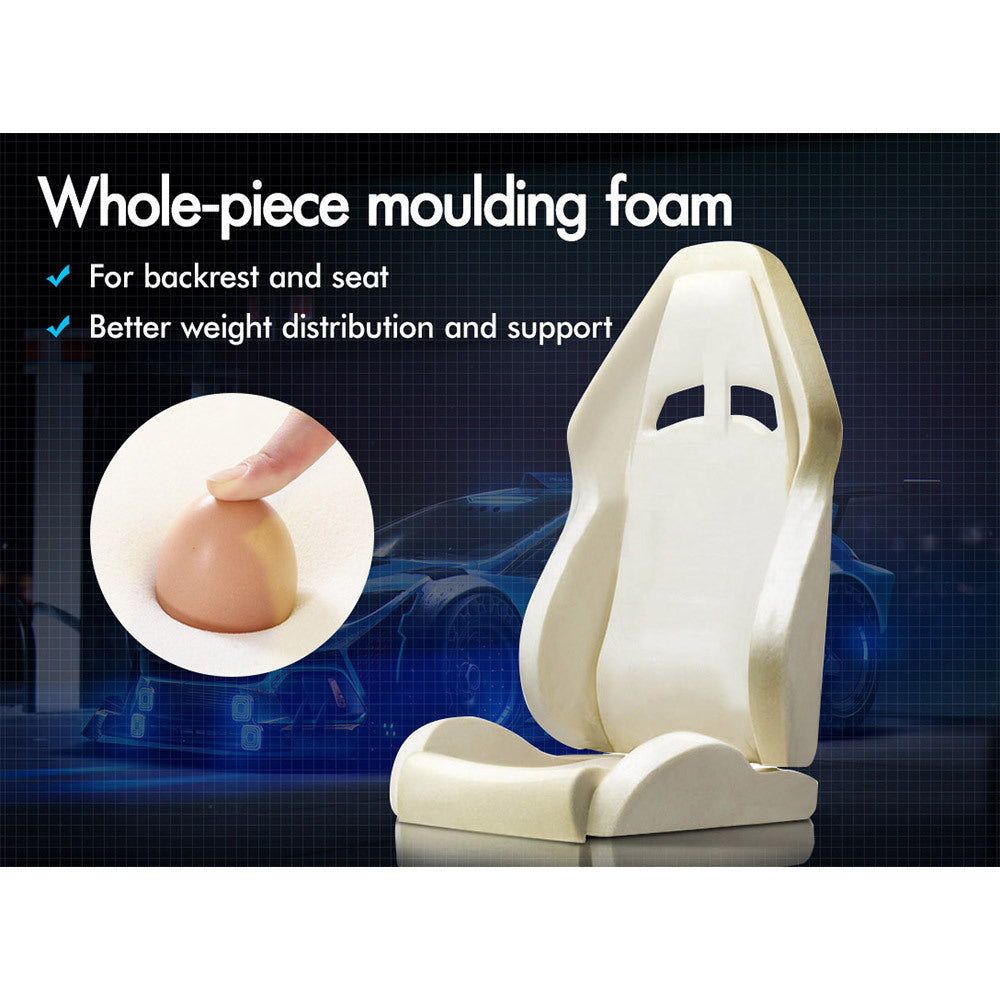 ALFORDSON Gaming Office Chair 12 RGB LED Massage Computer Seat Footrest White