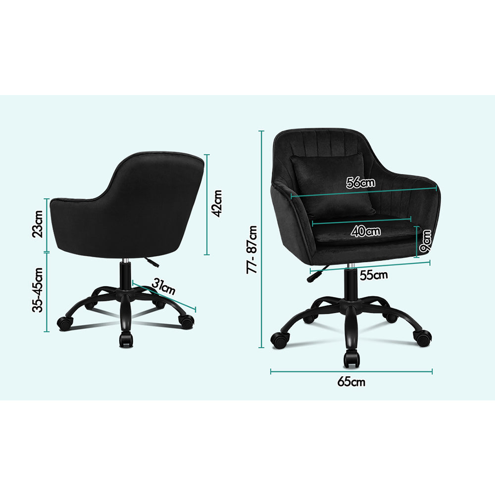 ALFORDSON Velvet Office Chair Fabric Armchair Computer Swivel Adult Kids Black