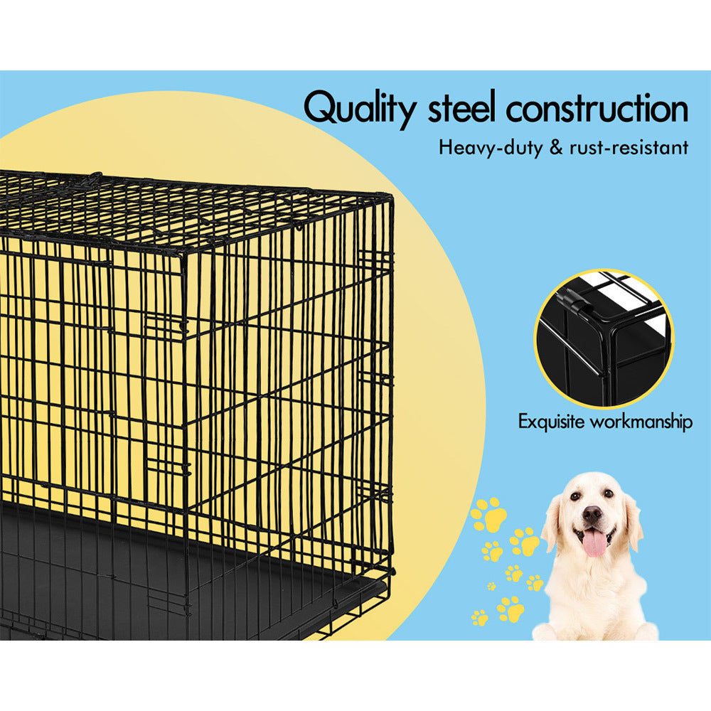 BEASTIE Dog Cage Pet Crate Kennel Cat Foldable Metal Playpen 30" Large