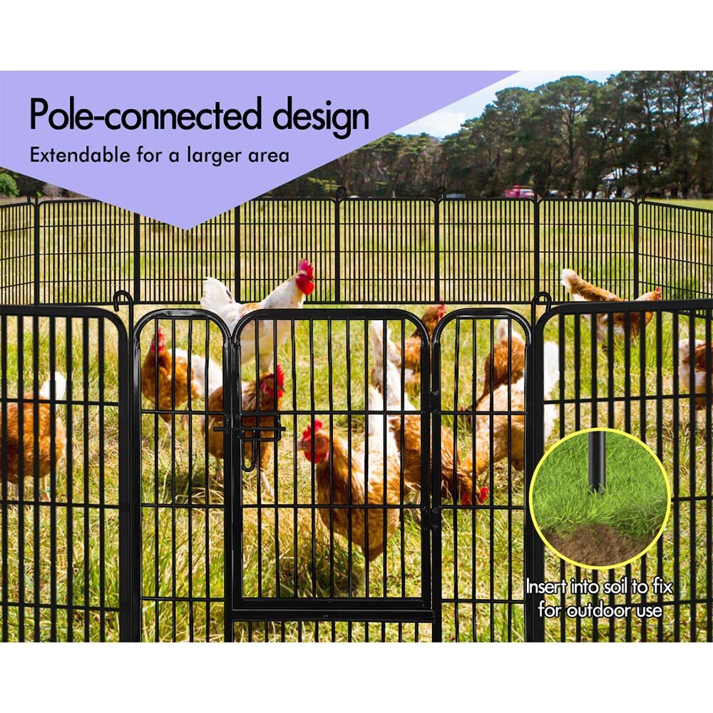 BEASTIE Dog Playpen Pet Enclosure 8 Panel Metal Puppy Fence Exercise 24"