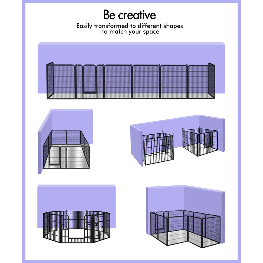 BEASTIE Dog Playpen Pet Enclosure 8 Panel Metal Puppy Fence Exercise 24"