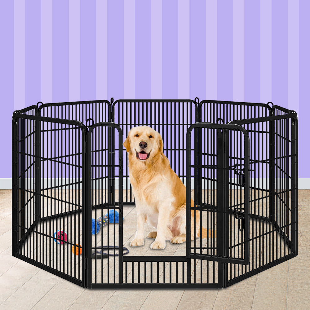 BEASTIE Dog Playpen Pet Fence 8 Panel Metal Enclosure Puppy Exercise 32"