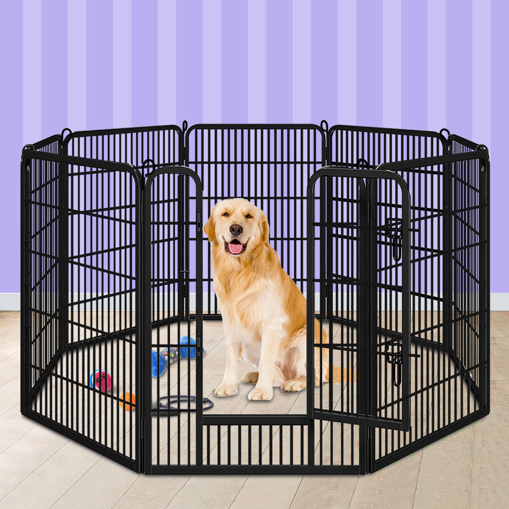 BEASTIE Dog Playpen Pet Fence Metal Panel Enclosure Puppy Exercise Pen 40" Large