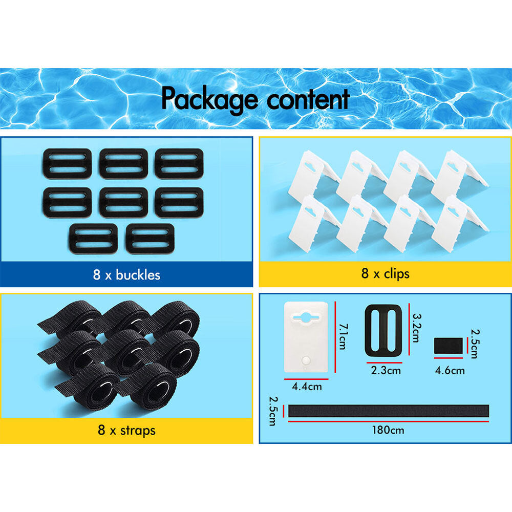 8Pcs Pool Cover Roller Attachment Straps Kit for Swimming Pool
