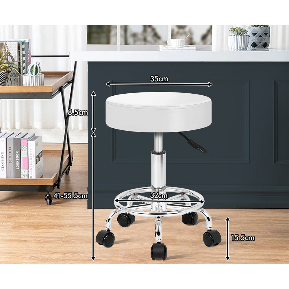 ALFORDSON Salon Stool Round Swivel Barber Hair Dress Chair Gas Lift White