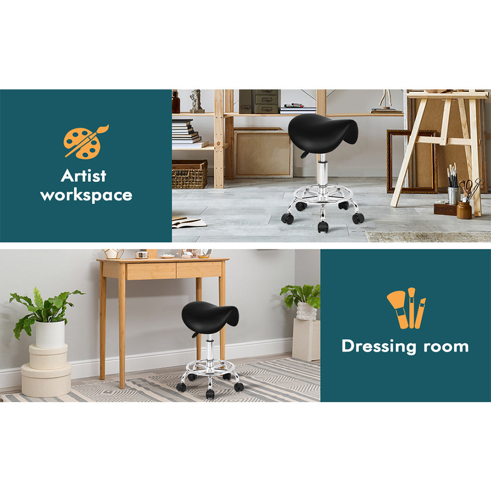 ALFORDSON Salon Stool Saddle Swivel Barber Hair Dress Chair Sierra Black