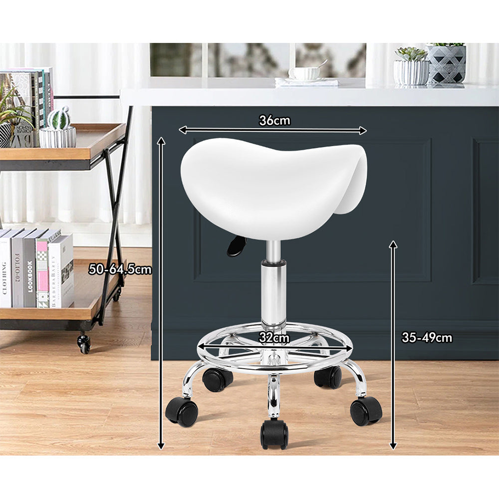 ALFORDSON Salon Stool Saddle Swivel Barber Hair Dress Chair Sierra White